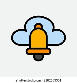 Benachrichtigungssymbol im vollen Line-Stil über Cloud-Computing, Verwendung für Website-Mobile-App-Präsentation