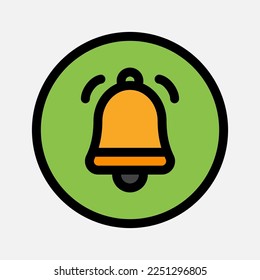 Icono de notificación en estilo de línea rellena sobre elementos esenciales, uso para presentación de aplicaciones móviles del sitio web