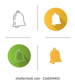 Notification icon. Flat design, linear and color styles. Bell. Reminder alarm. Isolated vector illustrations
