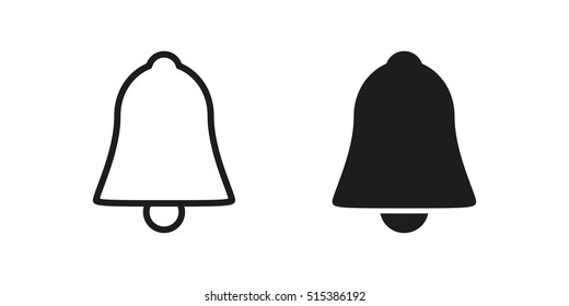 Notification icon isolated on background. Minimalistic bell. Vector icons for web and mobile applications, web sites and infographics. Thin line and filled bell