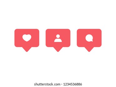 Notification Icon. Like icon vector. Comment icon vector. Follower icon vector. Social media. Social network