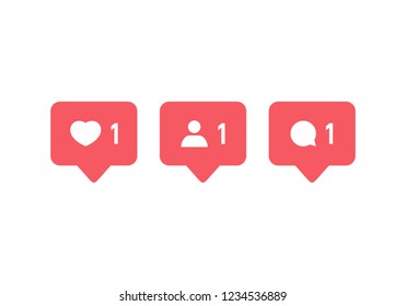 Notification Icon. Like icon vector. Comment icon vector. Follower icon vector. Social media. Social network