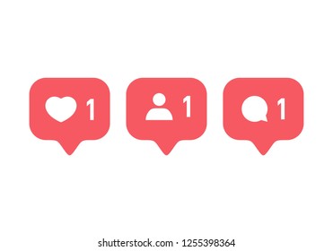 Notification Icon. Like icon vector. Comment icon vector. Follower icon vector. Social media. Social network