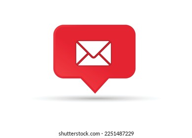 Benachrichtigungssymbol mit E-Mail-Symbol. 3D-Rendering