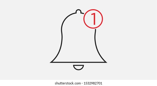 Notification icon. Message notification bell icon for incoming inbox message.