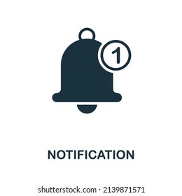 Notification icon. Monochrome simple Notification icon for templates, web design and infographics