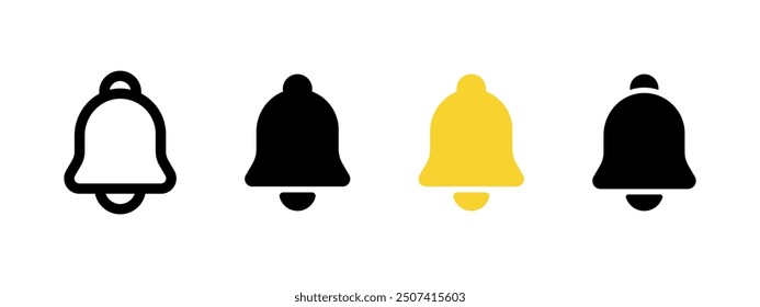 Notification icon. Notice bell vector illustration. Inbox incoming message symbol. Notification bell button for web and apps interface pictogram. Ringing alert sign. Reminder isolated concept.