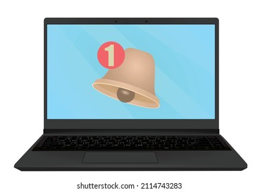 Notification icon on lap top. vector
