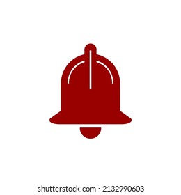 Icono de notificación sobre fondo blanco. Plano y rojo