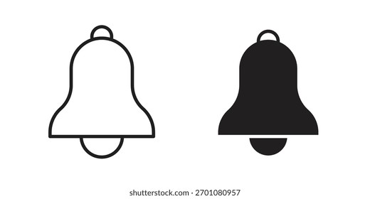 Símbolo de concepto de contorno de icono de notificación con trazo editable en blanco