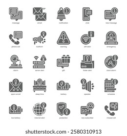 Notification Icon pack for your website, mobile, presentation, and logo design. Notification Icon solid design. Vector graphics illustration and editable stroke.