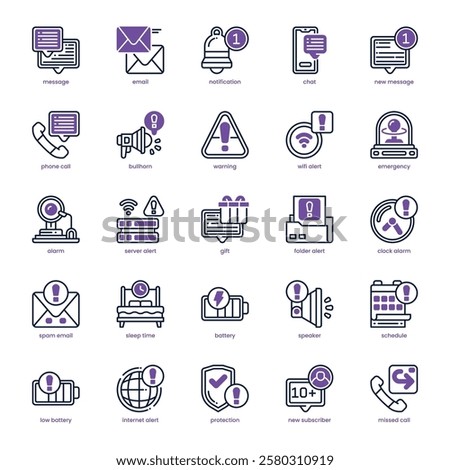 Notification Icon pack for your website, mobile, presentation, and logo design. Notification Icon dual tone design. Vector graphics illustration and editable stroke.