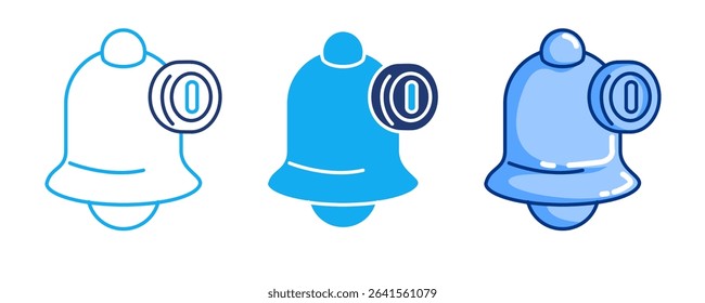 Notification icon represented by 3d perspective Notification icon Blue, Dualline, Dualtone style.