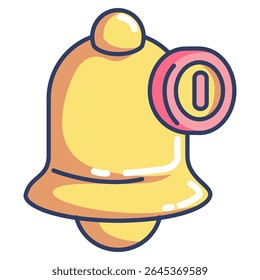 Ícone de notificação representado pela perspectiva 3d Ícone de notificação Estilo de cor linear.