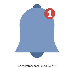 Notification icon. Ringing bell or alarm concept. Number of unopened or unread new notifications. Vector flat illustration