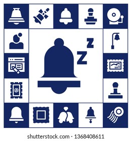 notification icon set. 17 filled notification icons.  Simple modern icons about  - Bell, Notification, Interface, Snooze, Stamp, Alarm bell, Bells
