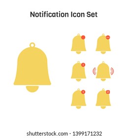 Notification Icon Set, Bell Icons Bundle, Social Media Icon, User Interface Bell, Web Notification