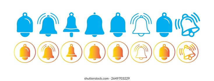 Notification icon set. Cute realistic render  alert, Incoming inbox message symbol. inactive, active with one notification. Victor illustration eps10