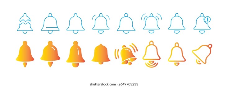 Notification icon set. Cute realistic render  alert, Incoming inbox message symbol. inactive, active with one notification. Victor illustration eps10
