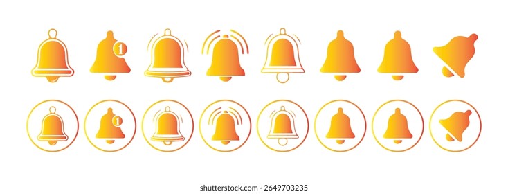 Notification icon set. Cute realistic render  alert, Incoming inbox message symbol. inactive, active with one notification. Victor illustration eps10