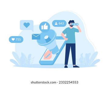 Notification icon set trending concept flat illustration