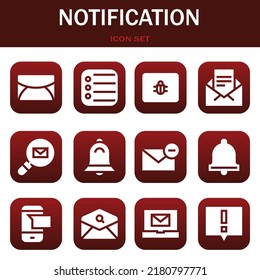 notification icon set. Vector  illustrations related with Email, Reminder and Spam