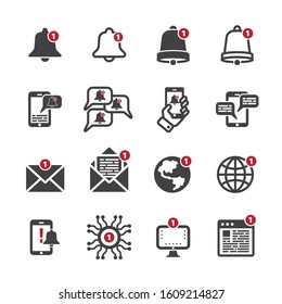 Notification icon set/Flat icon set design, Out line vector icon set for design.