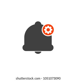 Notification icon with settings sign. Notification icon and customize, setup, manage, process symbol. Vector icon