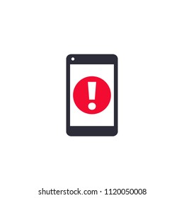 notification icon, smartphone and alert sign