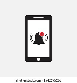 Notification icon, Notification smartphone icon. Smartphone with notification icon. Filled vector icon