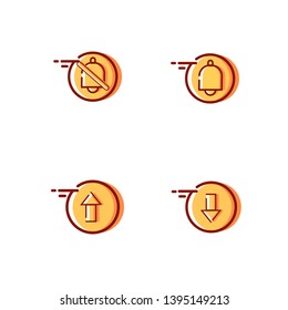 notification icon, turn off notifications, download, upload - vector