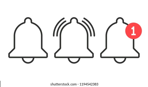 Notification icon. Vector bell icons in line art style