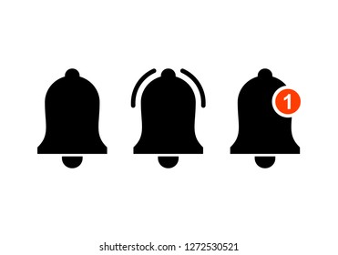 Notification icon vector. Vector bell icons in line