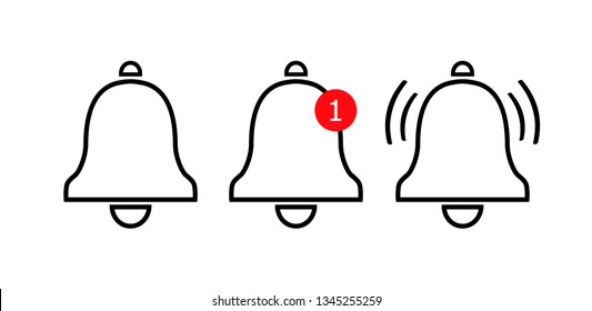 Notification icon. Vector bell icons in line