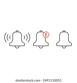 Notification icon. Vector bell icons in line