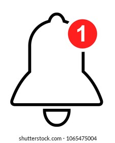Notification icon vector. bell with a red circle. linear sign