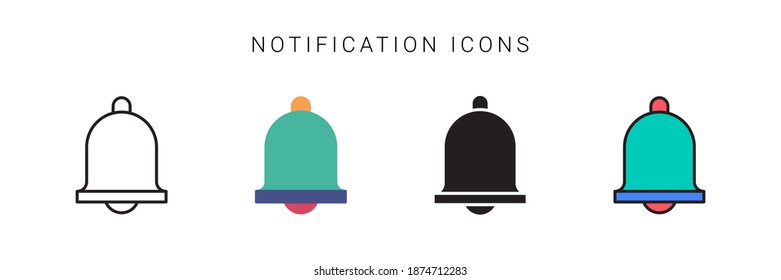 notification icon vector with different style design. isolated on white background