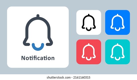 Notification icon - vector illustration . Notification, Bell, Alert, Alarm, Ring, On, Reminder, Sound, line, outline, flat, icons .