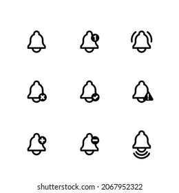 Notification icon vector, material design, Social Media element, Image, Illustration. New message. Bells set.