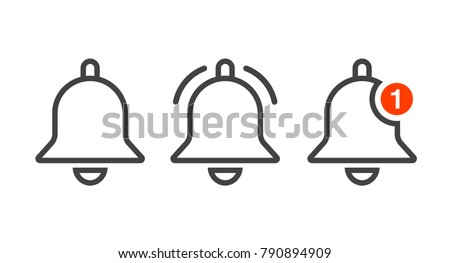 Notification icon vector, material design, Social Media element, User Interface sign, EPS, UI, Image, Illustration. New message. Bells set.