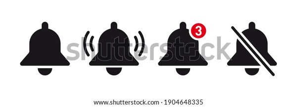 Notification icon vector, material\
design, Social Media element, User Interface sign, EPS, UI, Image,\
Illustration. New message. Bell icons with the different\
status