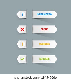 Notification icons and buttons suitable for custom web design and computer purposes