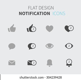 Notification icons in flat design  / Clean and detailed notification icons in flat design for website or mobile applications.