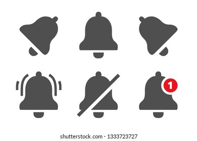 Notification icons. Message bells, reminder application and smartphone notifications bell icon. Notice reminder or smartphone app message noticed logo. Isolated vector symbols set