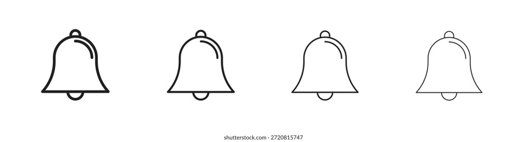 Iconos de notificación delinean el diseño de Vector negro. Línea con trazo editable.