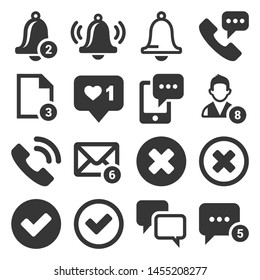 Notification Icons Set on White Background. Vector