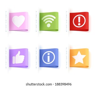 Notification icons tags. Colorful labels.