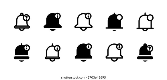 Notification Info Icon Set Line and Solid style for System Alert