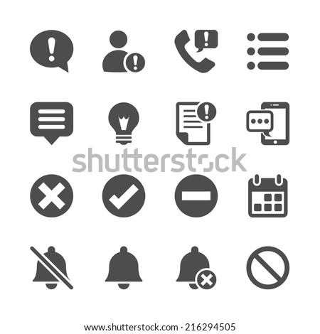 notification and information icon set, vector eps10.