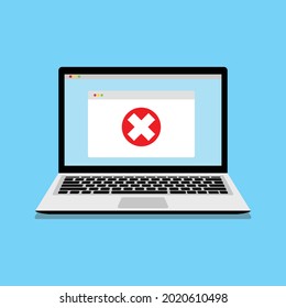 Notification. Laptop and error message. Computer message, warning concepts. Modern flat design graphic elements. Vector illustration